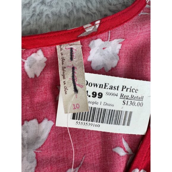 Free People Red Floral Print Keyhole Back Dinner Dress Size 10 NWT - Picture 14 of 16